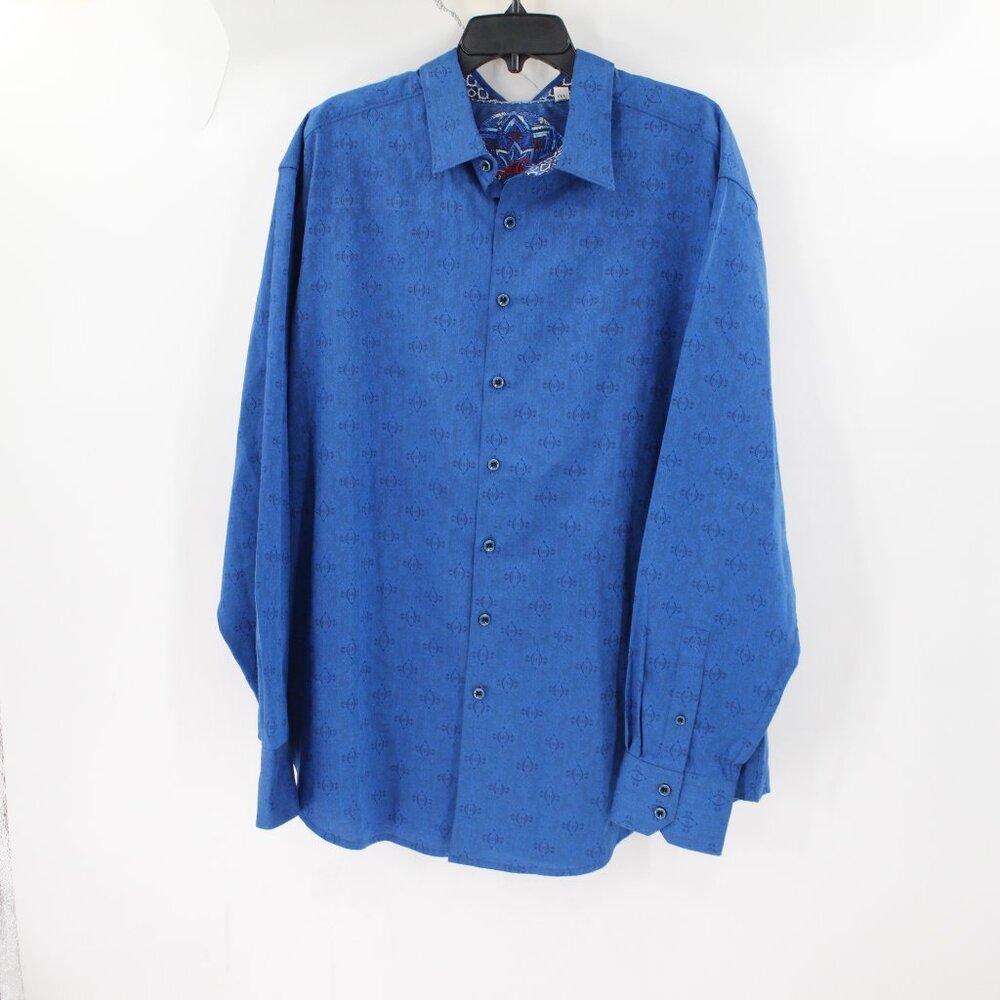 Robert Graham Shirt Men's 1XL Cotton Button Up Flip Cuff Long Sleeve Printed